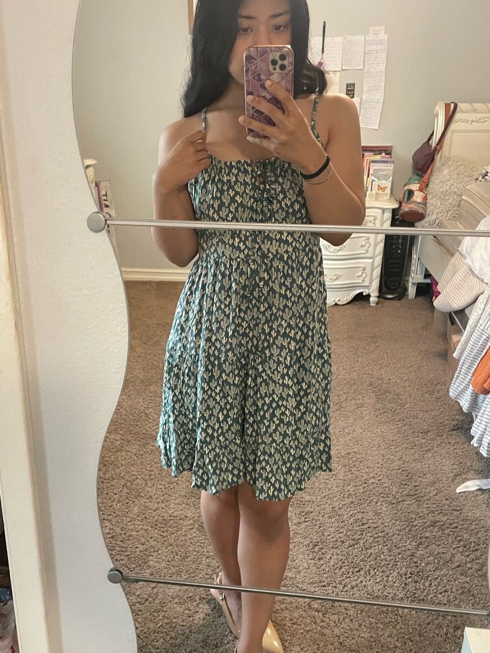 Cactus print  Sundress with Adjustable Straps